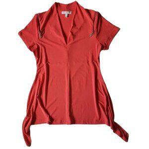 CHAUS NY Asymmetrical SS Top W Zipper Shoulder Detail - S
